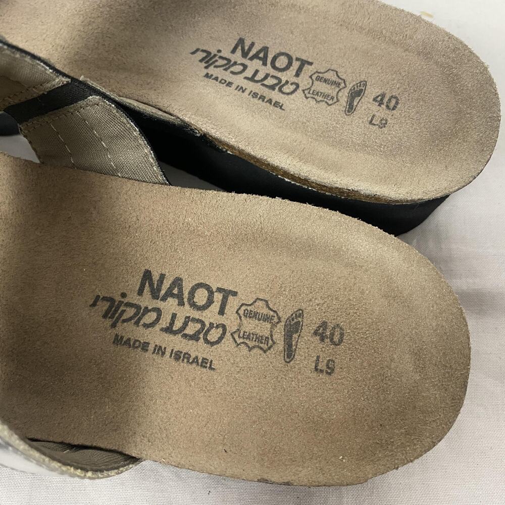Naot Slide Sandals Womens 9 40 Black Silver Colorblock Leather Comfort Strappy - Picture 5 of 14